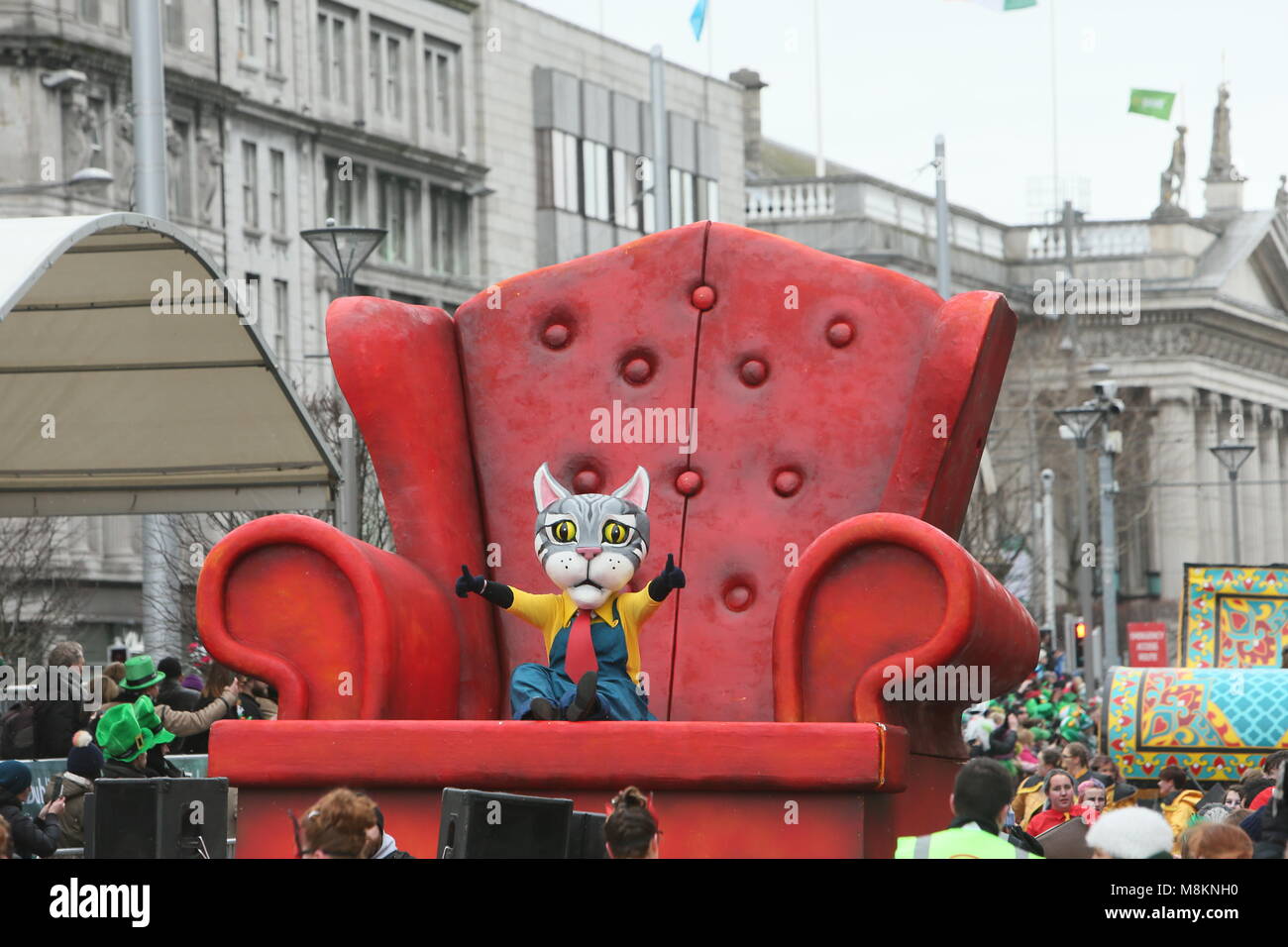 Bui Bolg Productions Wexford. Image from Dublin city centre during the Saint Patrick's Day parade as part of the annual Saint Patrick's Festival. Sain Stock Photo