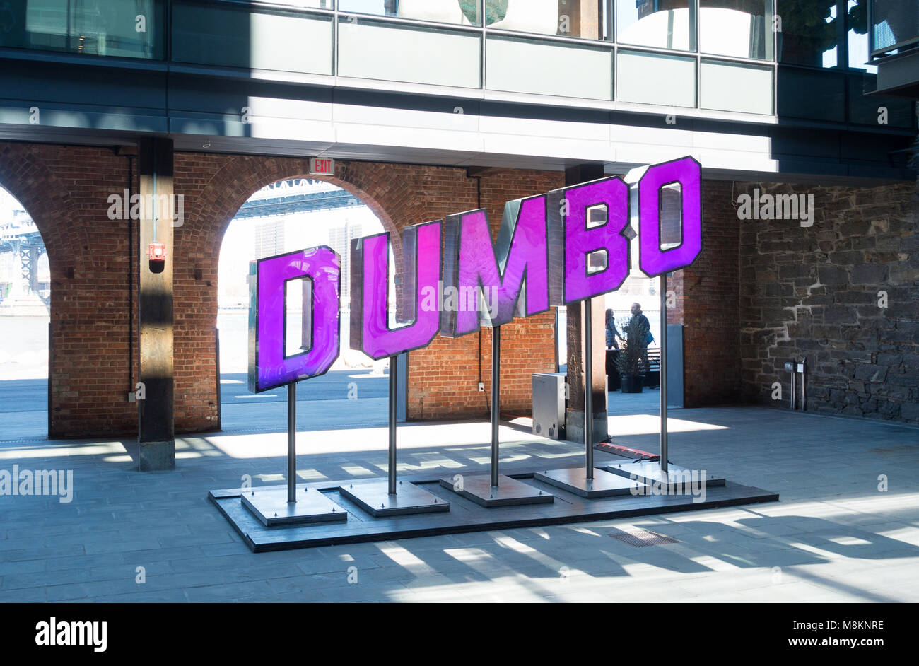 The Dumbo sign on display in the East River lobby of 55 Water Street in