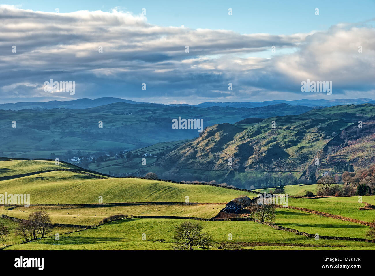Rolling English Countryside near Staveley Stock Photo