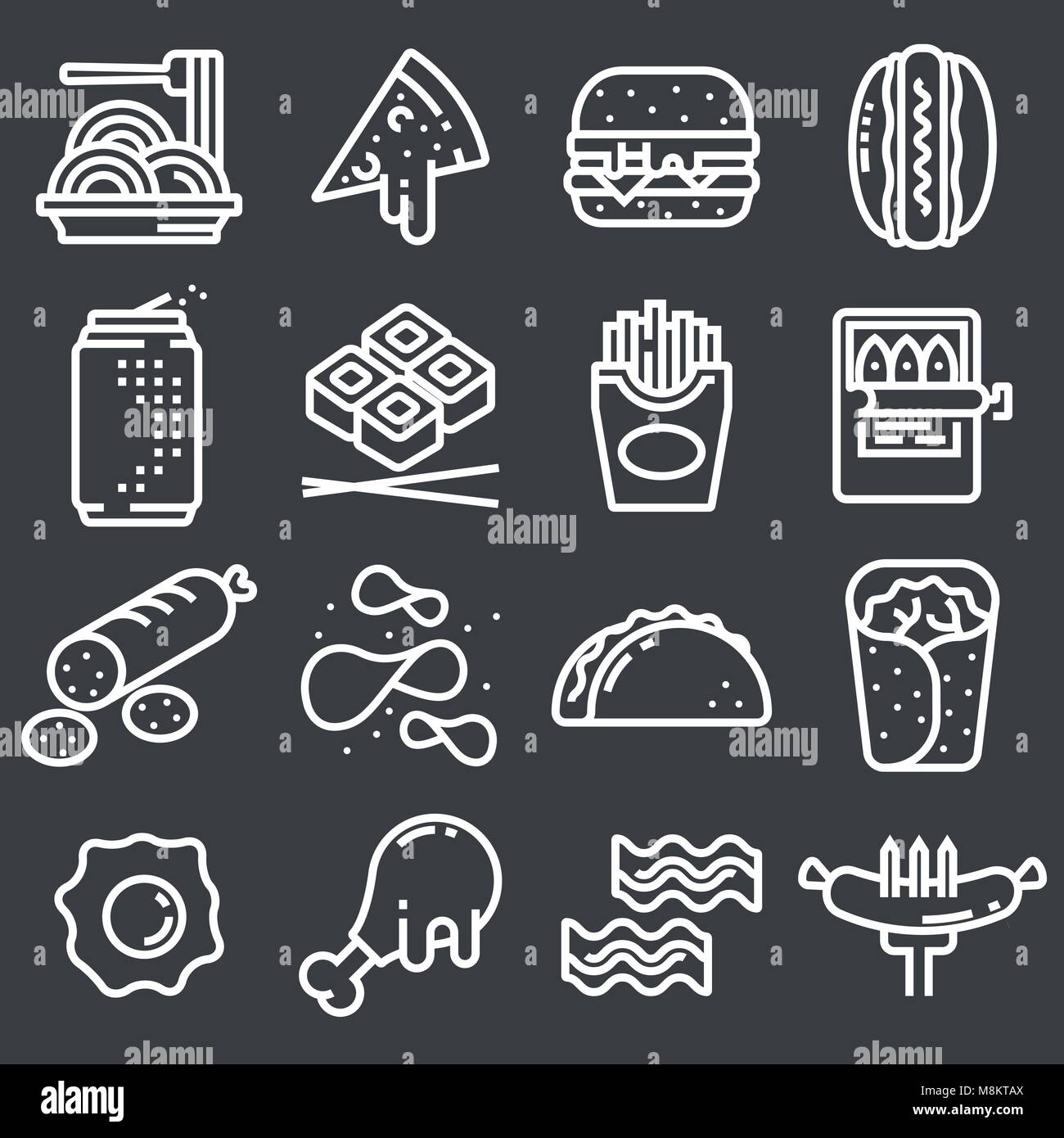 Set of Line Food Icons. Isolated on Gray Background Stock Vector Image ...