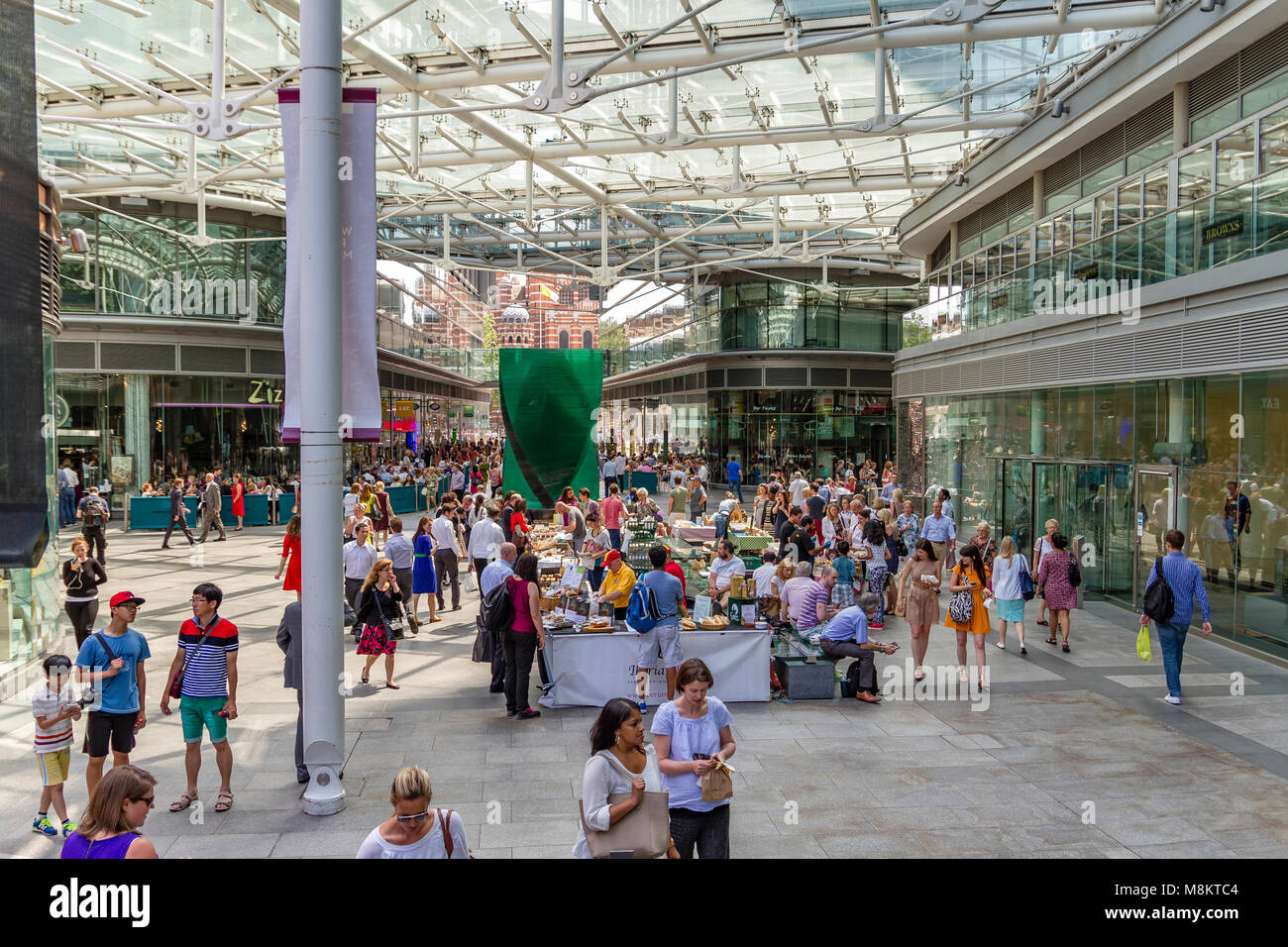 People at an indoor market at Cardinal Place , Victoria , London Stock Photo