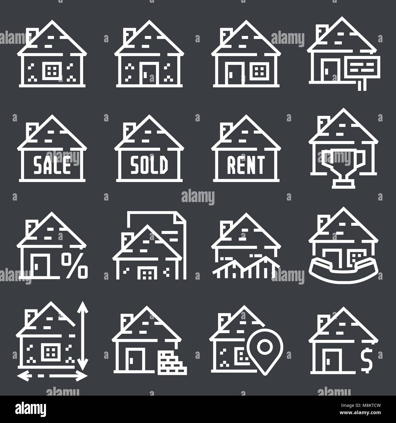 Vector line real estate icon set Stock Vector Image & Art - Alamy