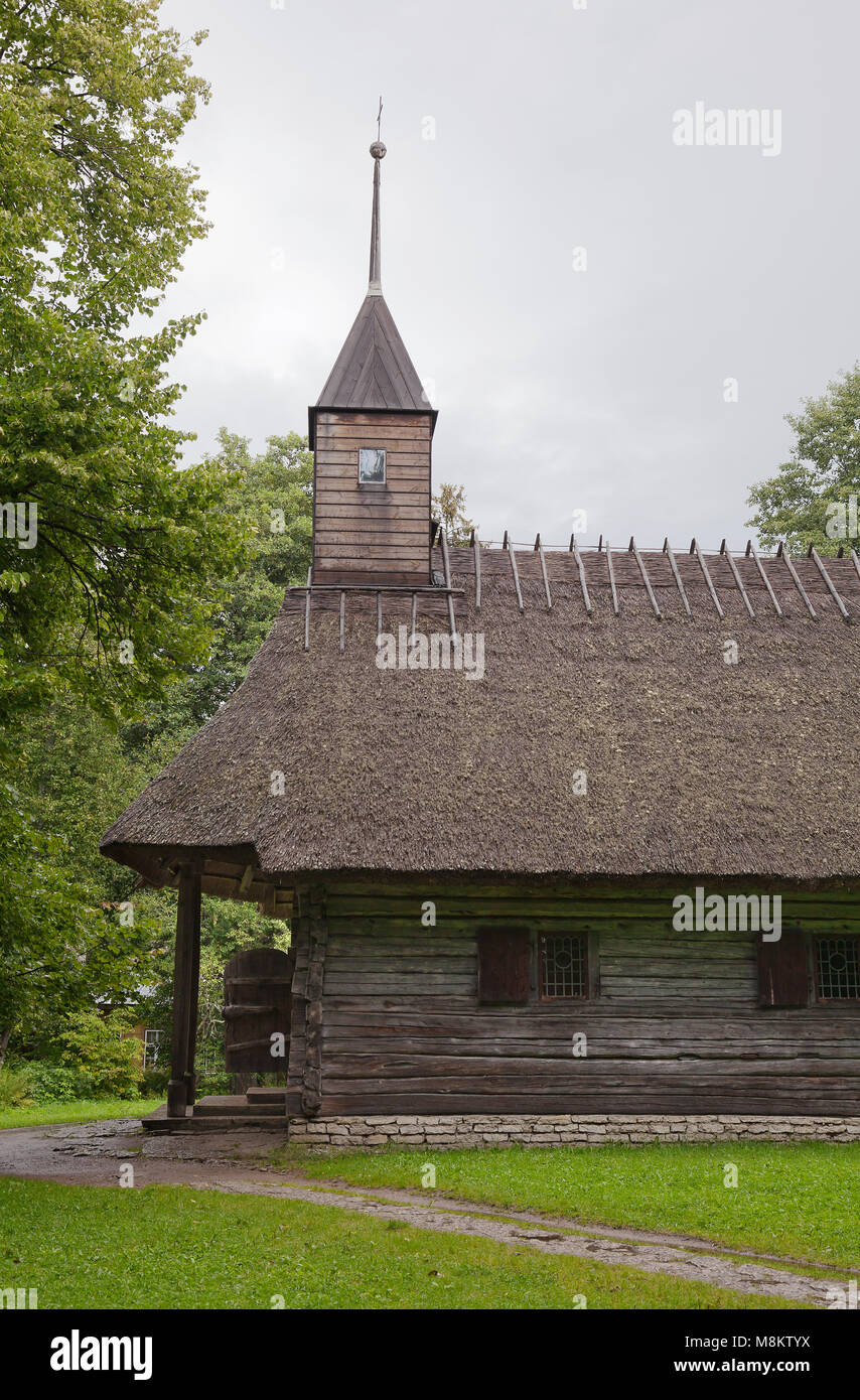 Old wooden chapel at Rocca al Mare open air museum, Tallinn Stock Photo