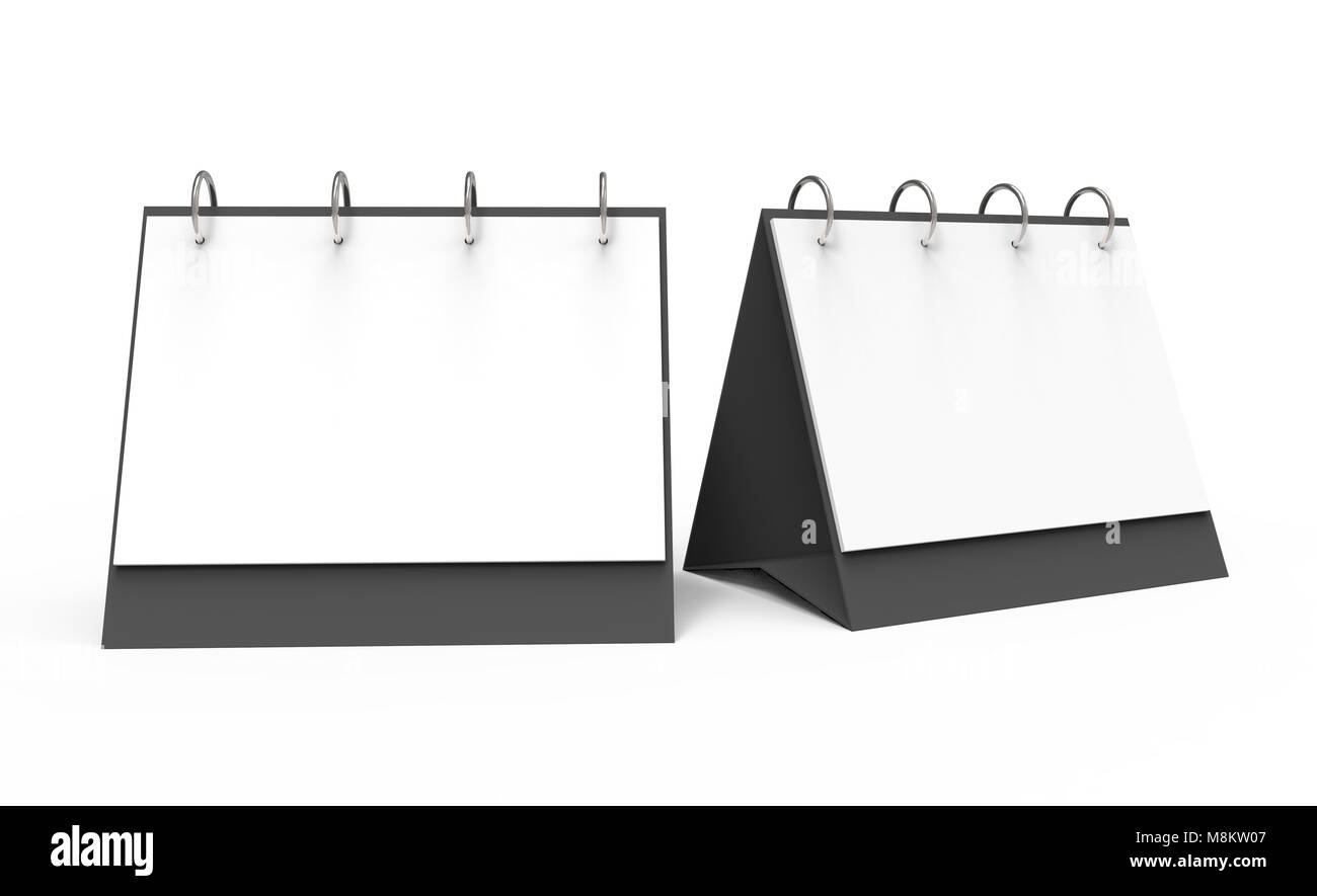 Blank desk calendar, 3d render calendar mockup set with empty space for design uses Stock Photo