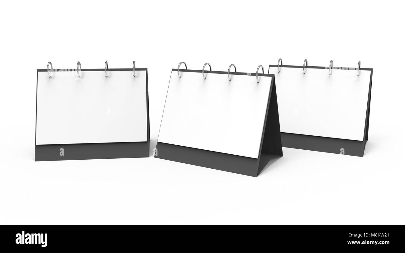 Blank desk calendar, 3d render calendar mockup set with empty space for design uses Stock Photo