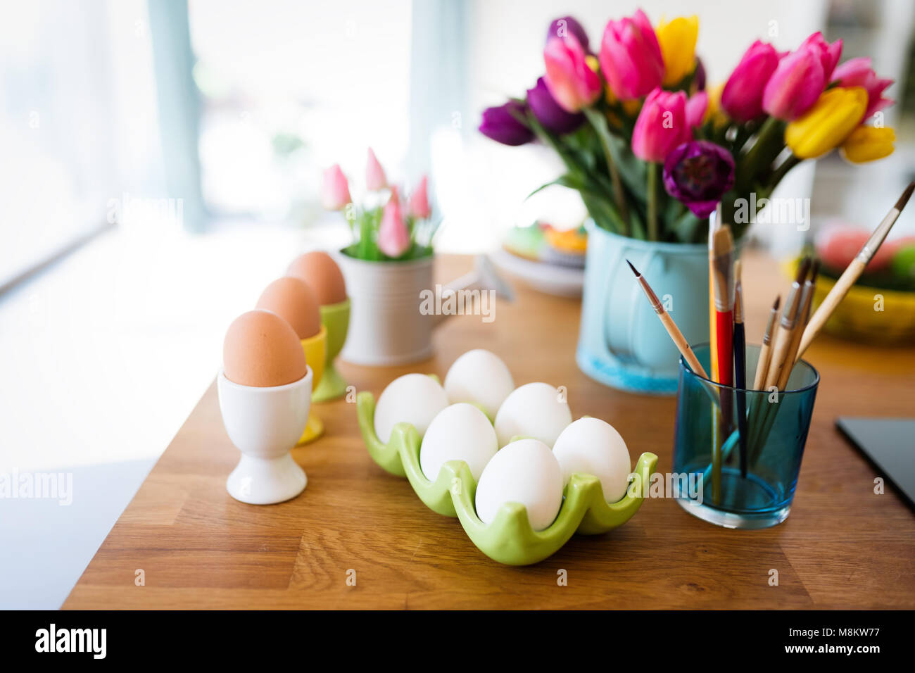 Easter concept, painting of easter eggs Stock Photo