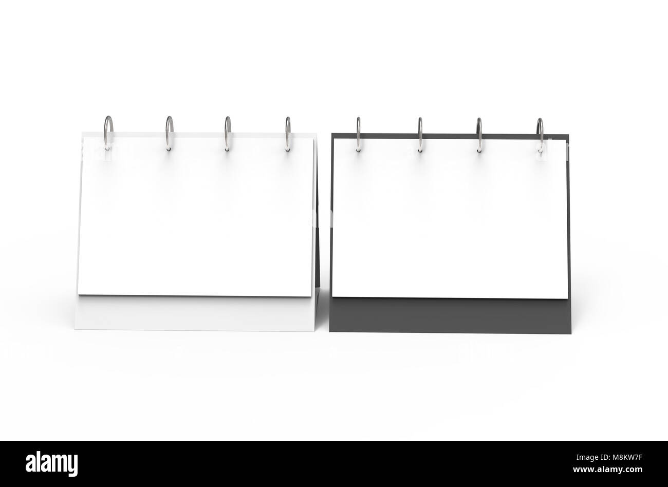 Blank desk calendar, 3d render calendar mockup set with empty space for design uses Stock Photo
