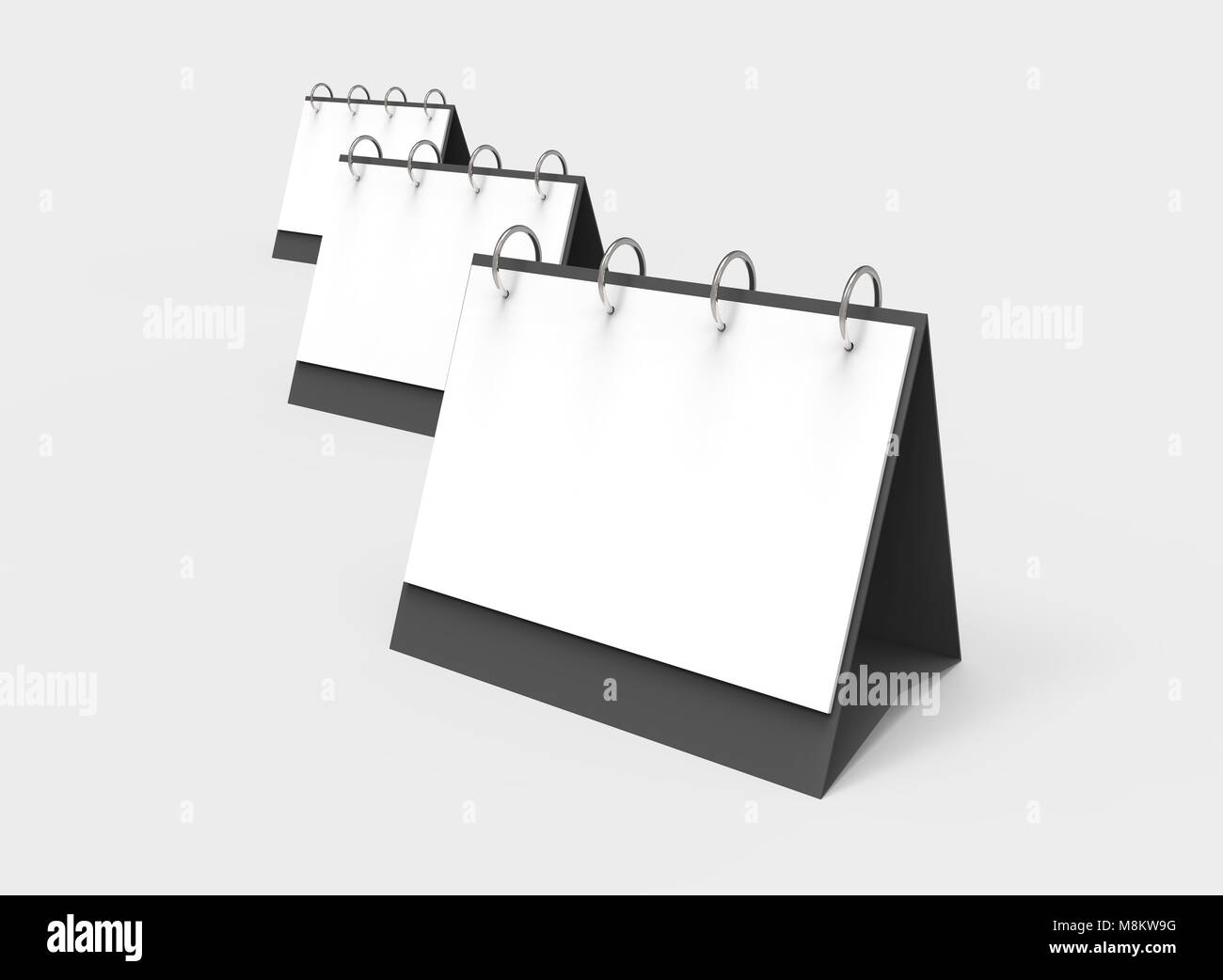 Blank desk calendar, 3d render calendar mockup set with empty space for