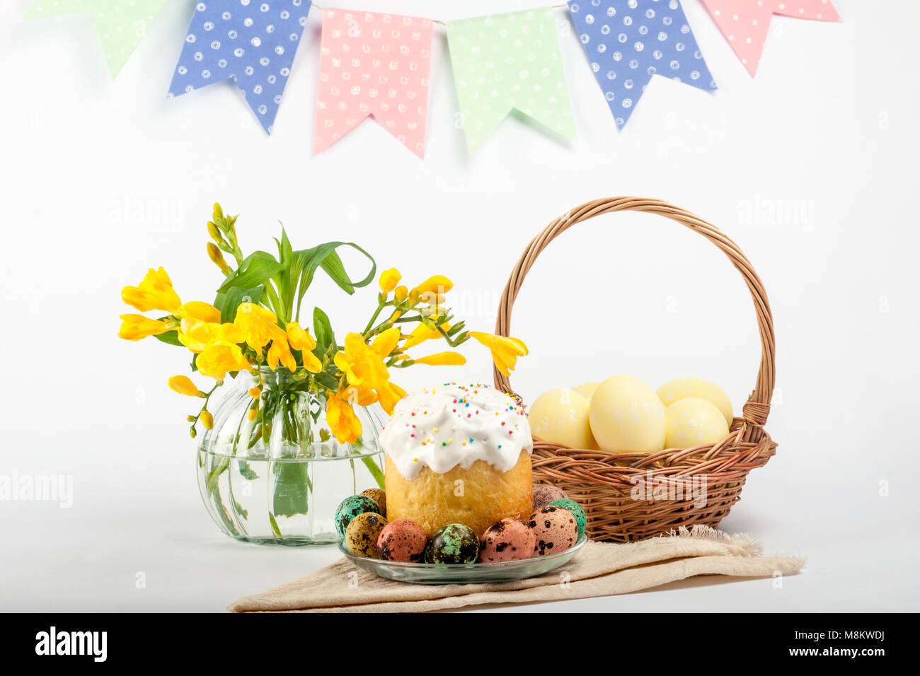 Sweet pastries for Easter. Festive pastry. Beautiful still lifes with baking. Easter. Stock Photo