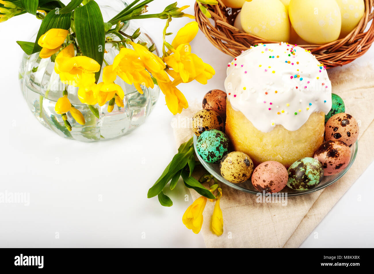 Sweet pastries for Easter. Festive pastry. Beautiful still lifes with baking. Easter. Stock Photo