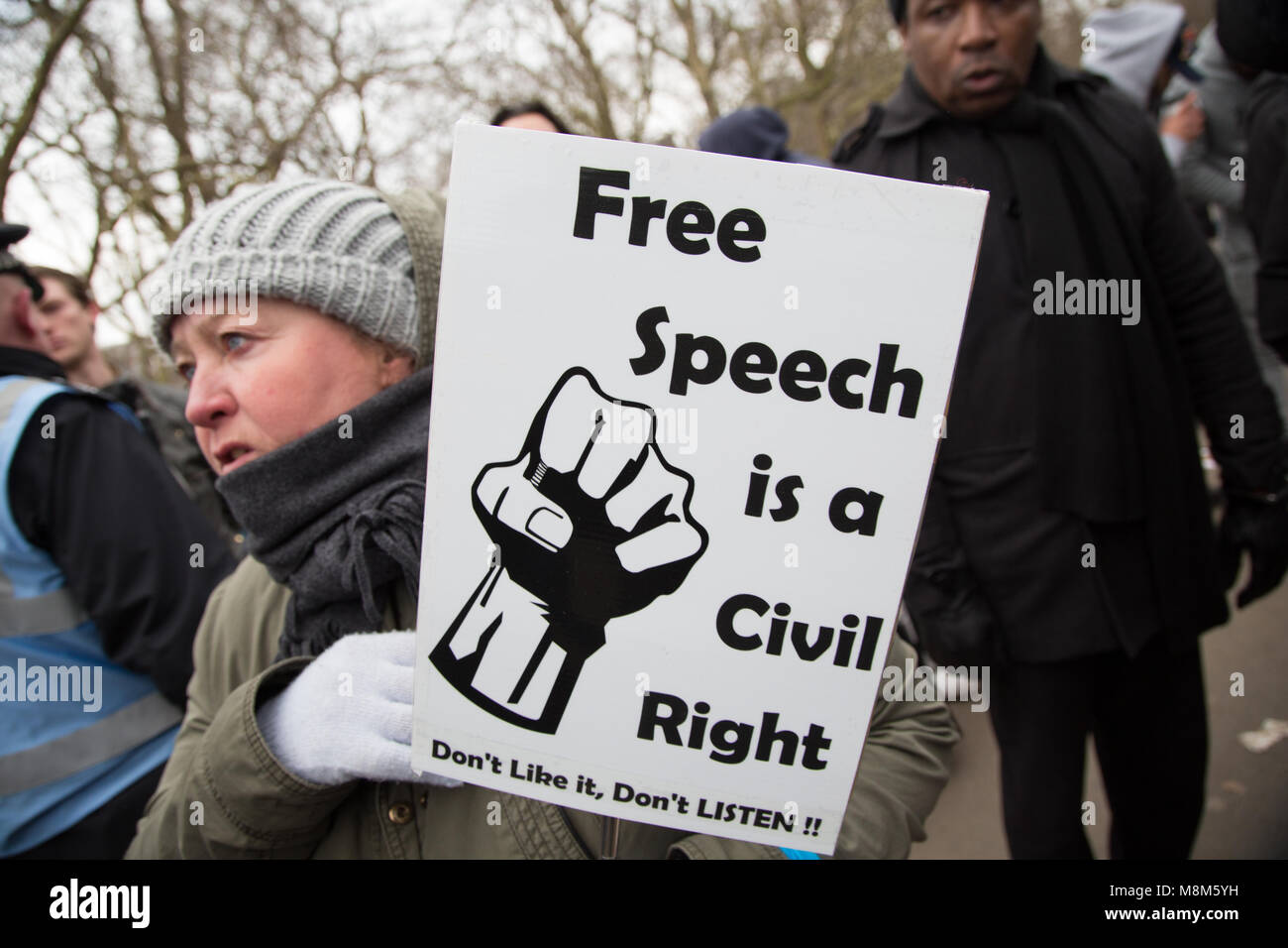 London UK 18th March 2018 A Supporter of Tommy Robinson in  Speakers Corner,Hyde Park Credit: Thabo Jaiyesimi/Alamy Live News Stock Photo