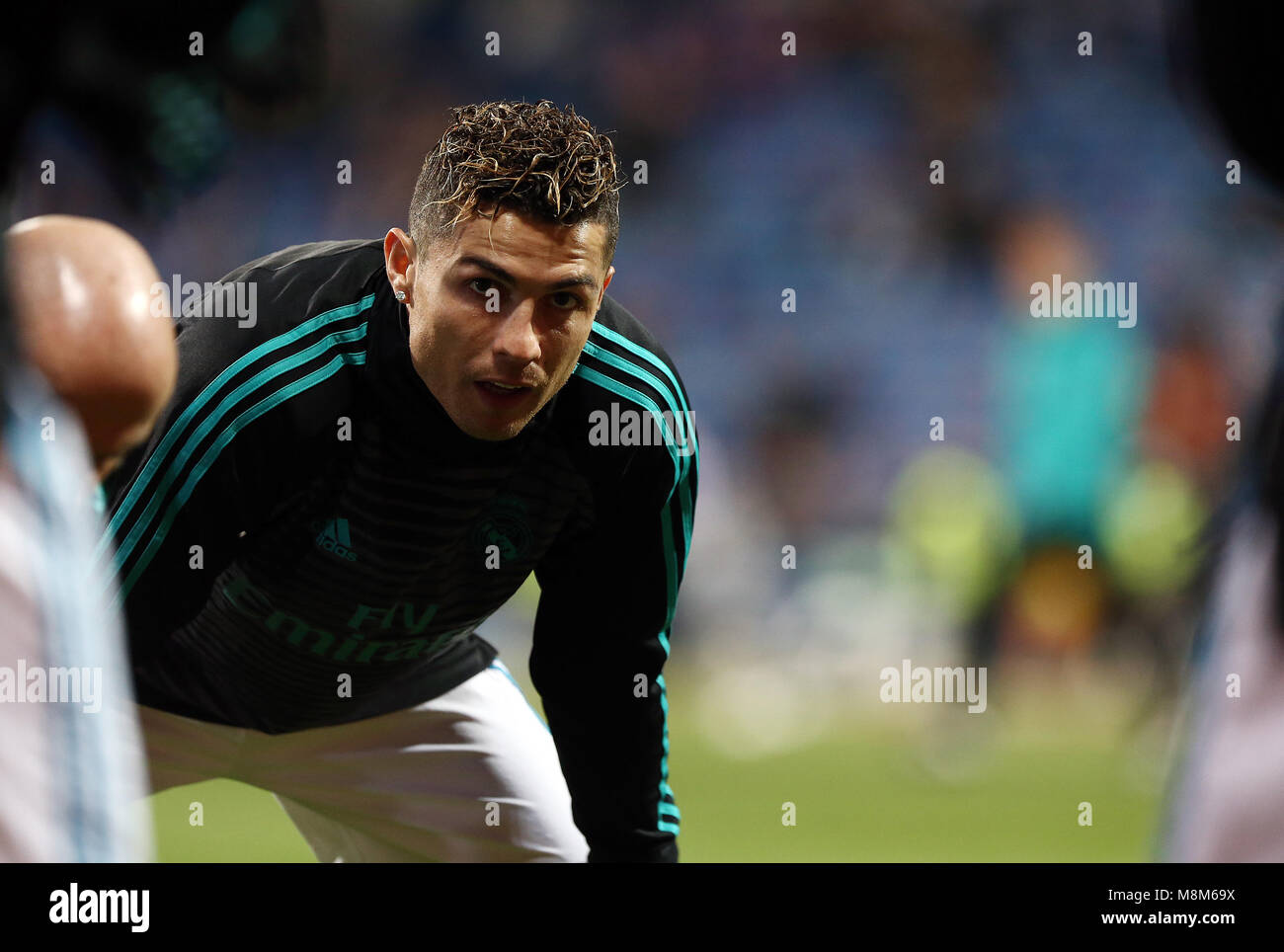 Madrid, Spain. 18th Mar, 2018. Cristiano Ronaldo (Real Madrid) warms up ...