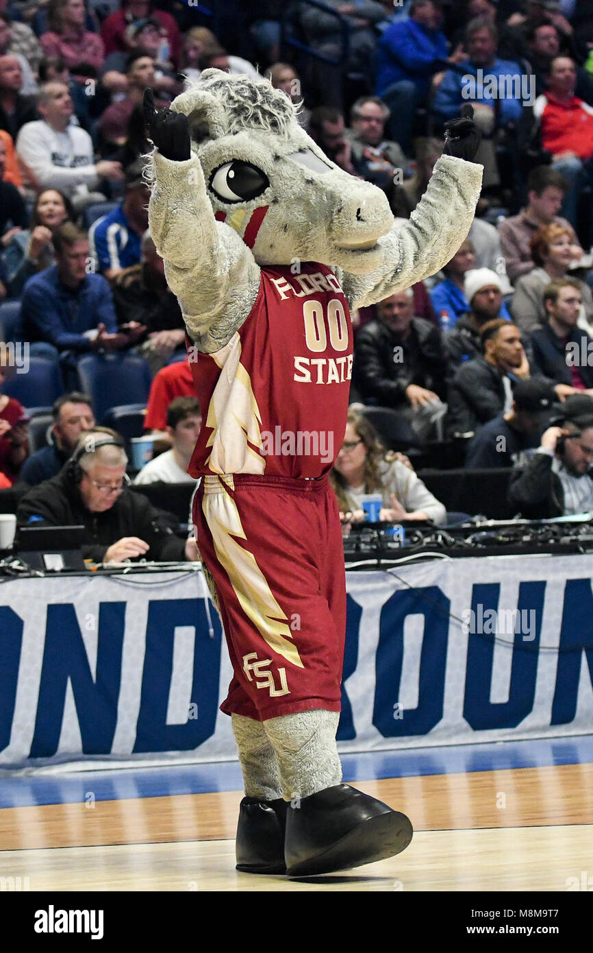 Nashville, Tennessee, USA. 18th Mar, 2018. Florida State Seminoles mascot Renegade during the game against the Xavier Musketeers at Bridgestone Arena on March 18, 2018 in Nashville, Tennessee. Credit: FGS Sports/Alamy Live News Stock Photo