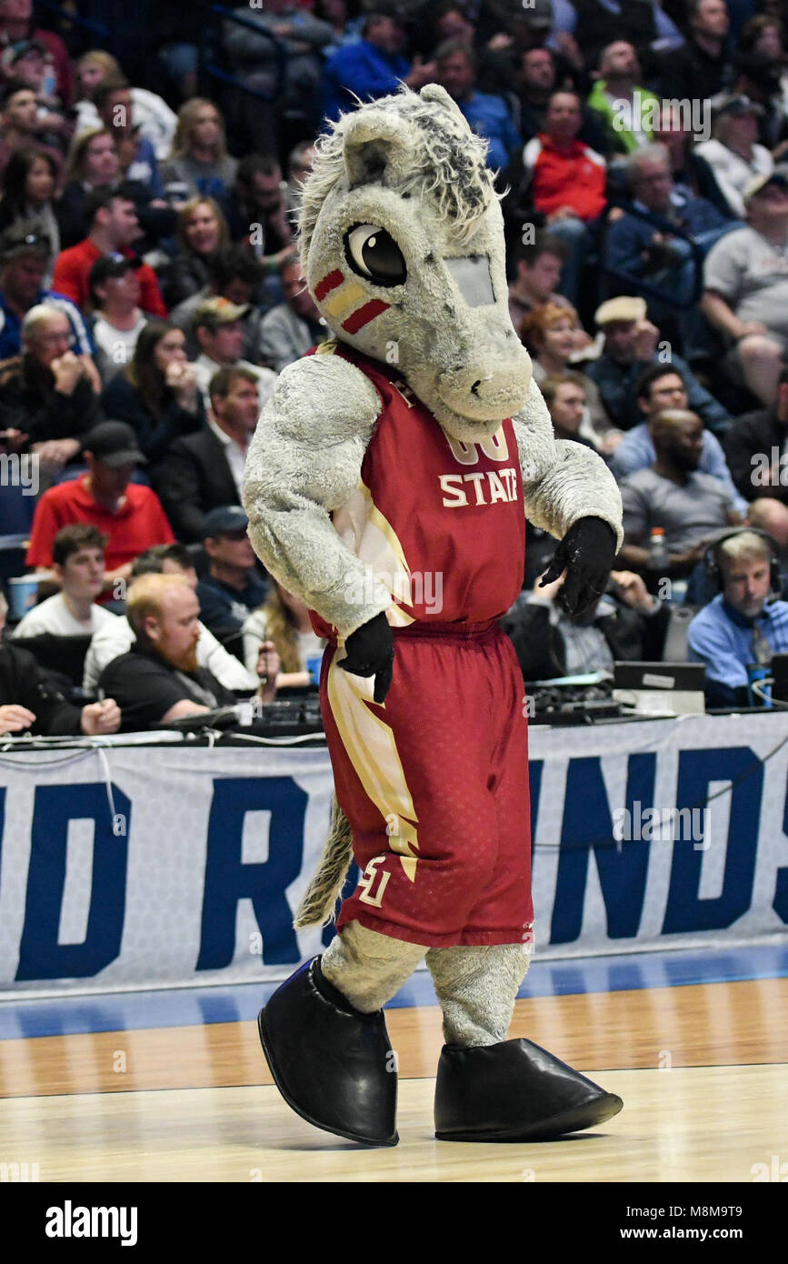 Nashville, Tennessee, USA. 18th Mar, 2018. Florida State Seminoles mascot Renegade during the game against the Xavier Musketeers at Bridgestone Arena on March 18, 2018 in Nashville, Tennessee. Credit: FGS Sports/Alamy Live News Stock Photo