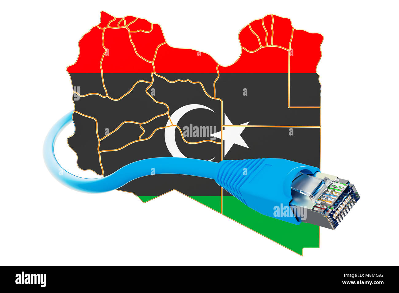 Internet connection in Libya concept. 3D rendering isolated on white ...
