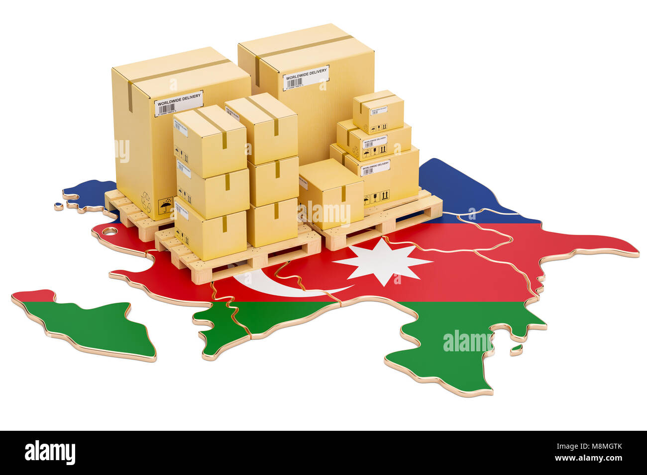 Shipping and Delivery from Azerbaijan isolated on white background