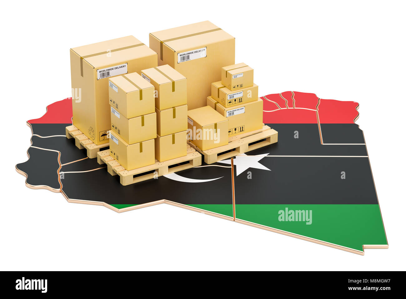 Shipping and Delivery from Libya isolated on white background Stock