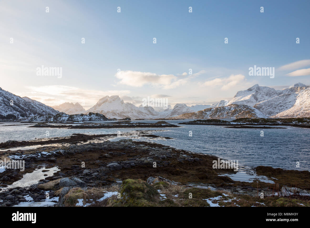 A scenic view near Selfjord during winter, Lofoten, Arctic circle, Norway Stock Photo