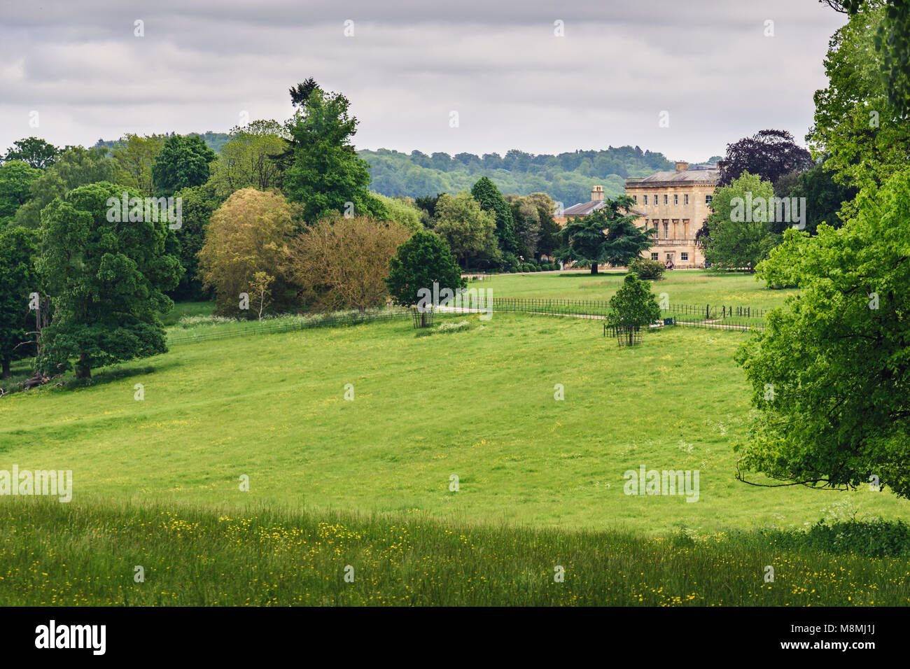 Basildon Park, a National Trust property in Berkshire, nestles in its parkland Stock Photo