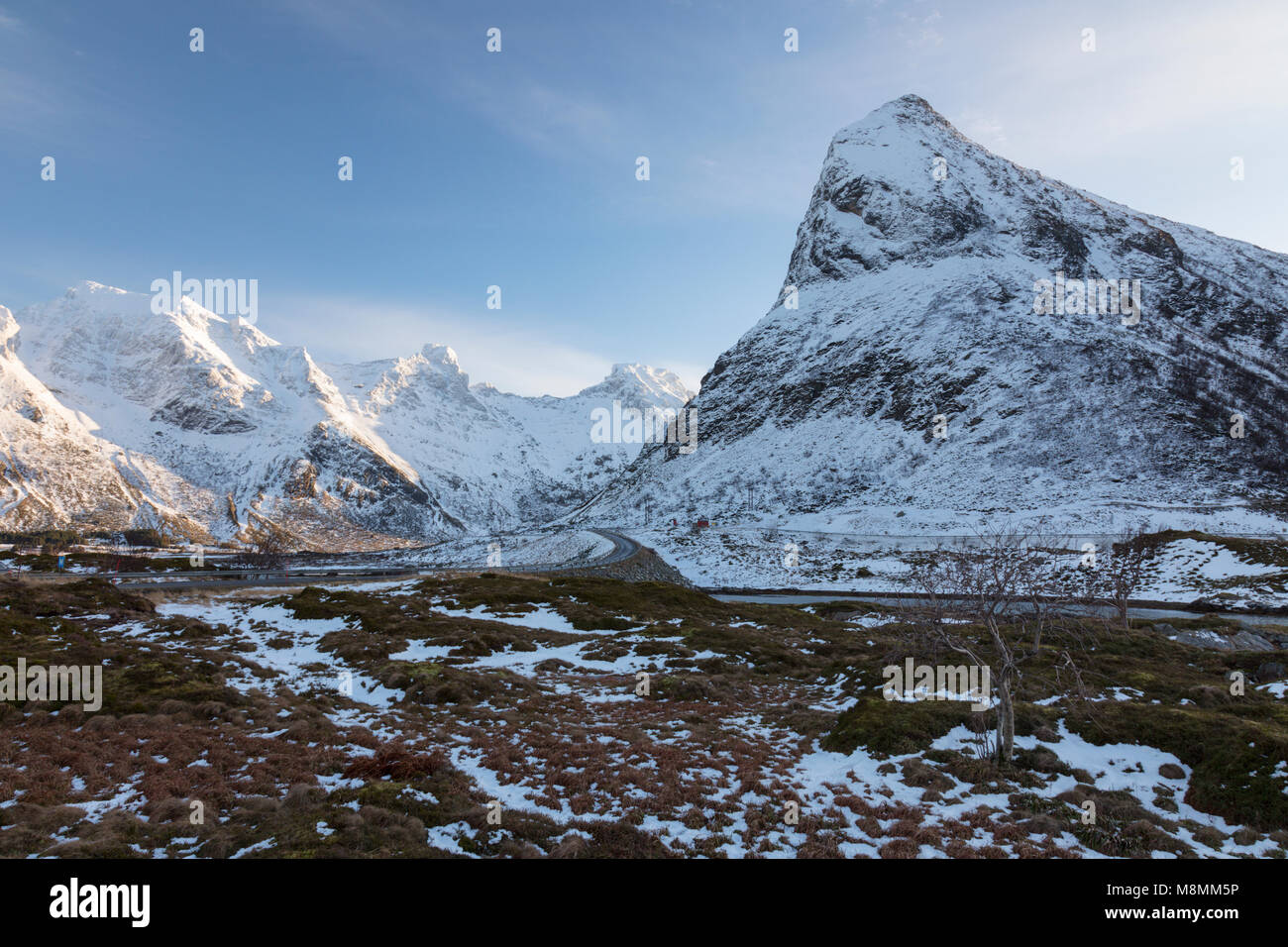 A scenic view near Selfjord during winter, Lofoten, Arctic circle, Norway Stock Photo