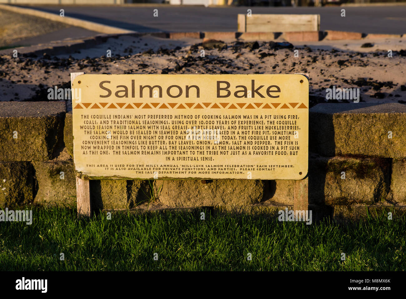 Salmon Bake pit at The Mill Casino and RV Park in North Bend, Oregon Stock Photo