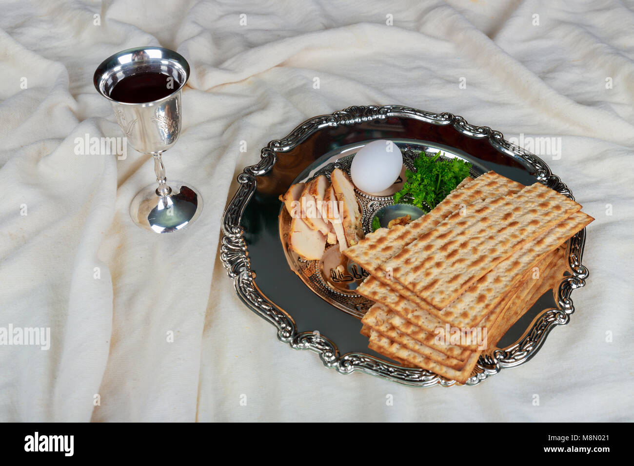 Pesah celebration concept jewish Passover holiday egg and seder plate ...