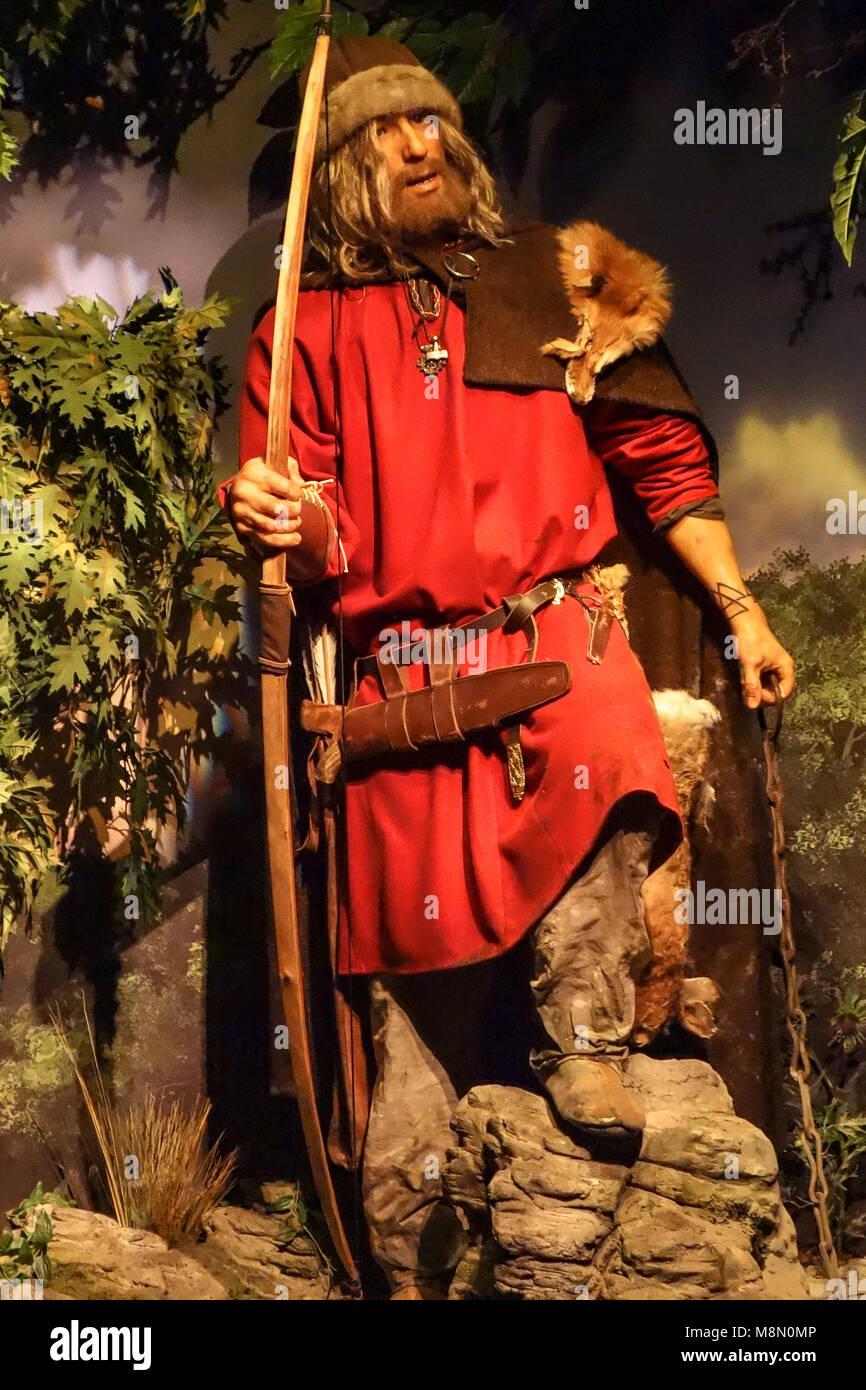 Dec 28, 2017 - A model of a typical Viking on display at the Jorvik Viking Centre. York. England. UK Stock Photo