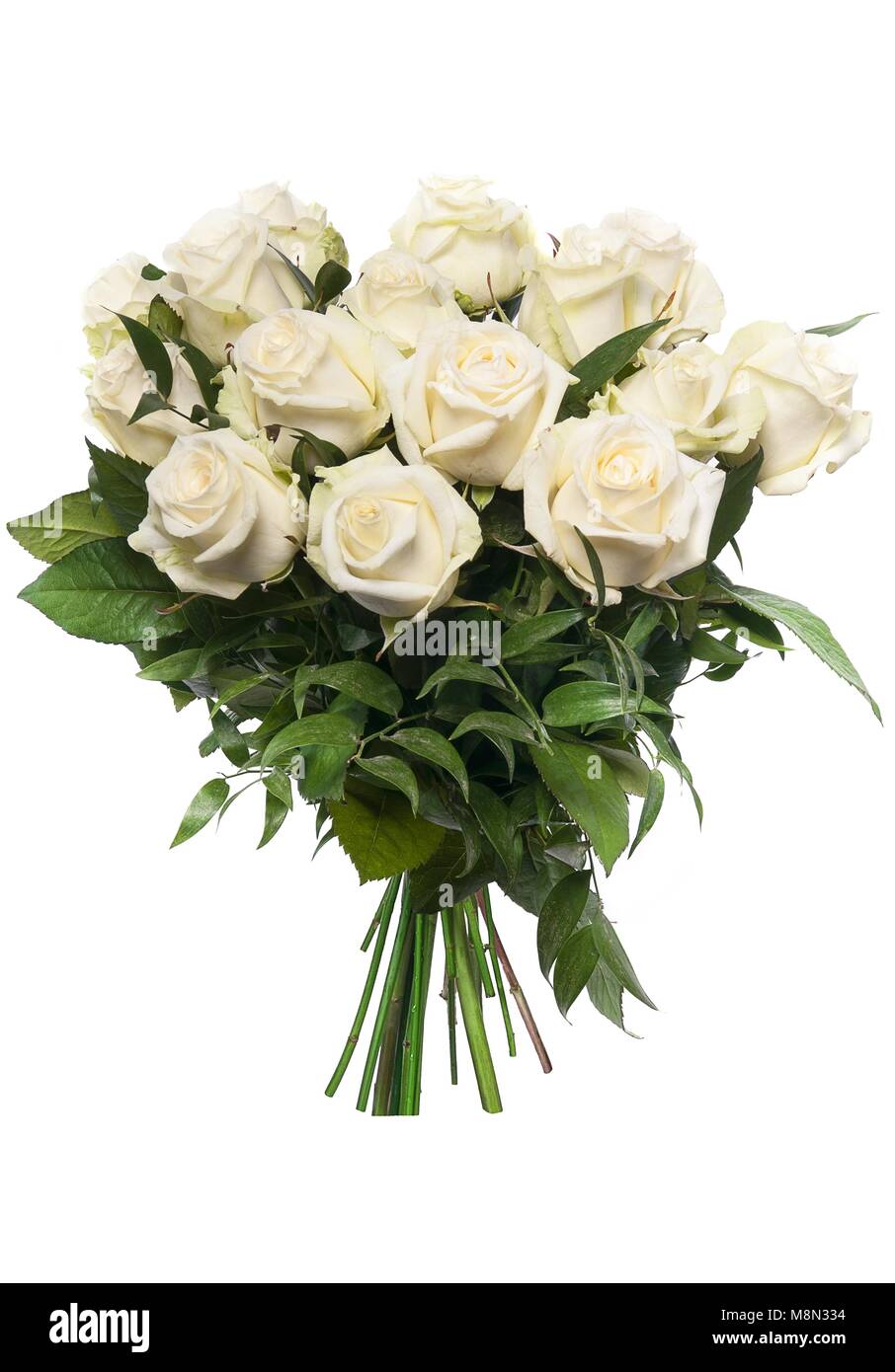 Beautiful Bouquet of white roses at white background isolated Stock ...