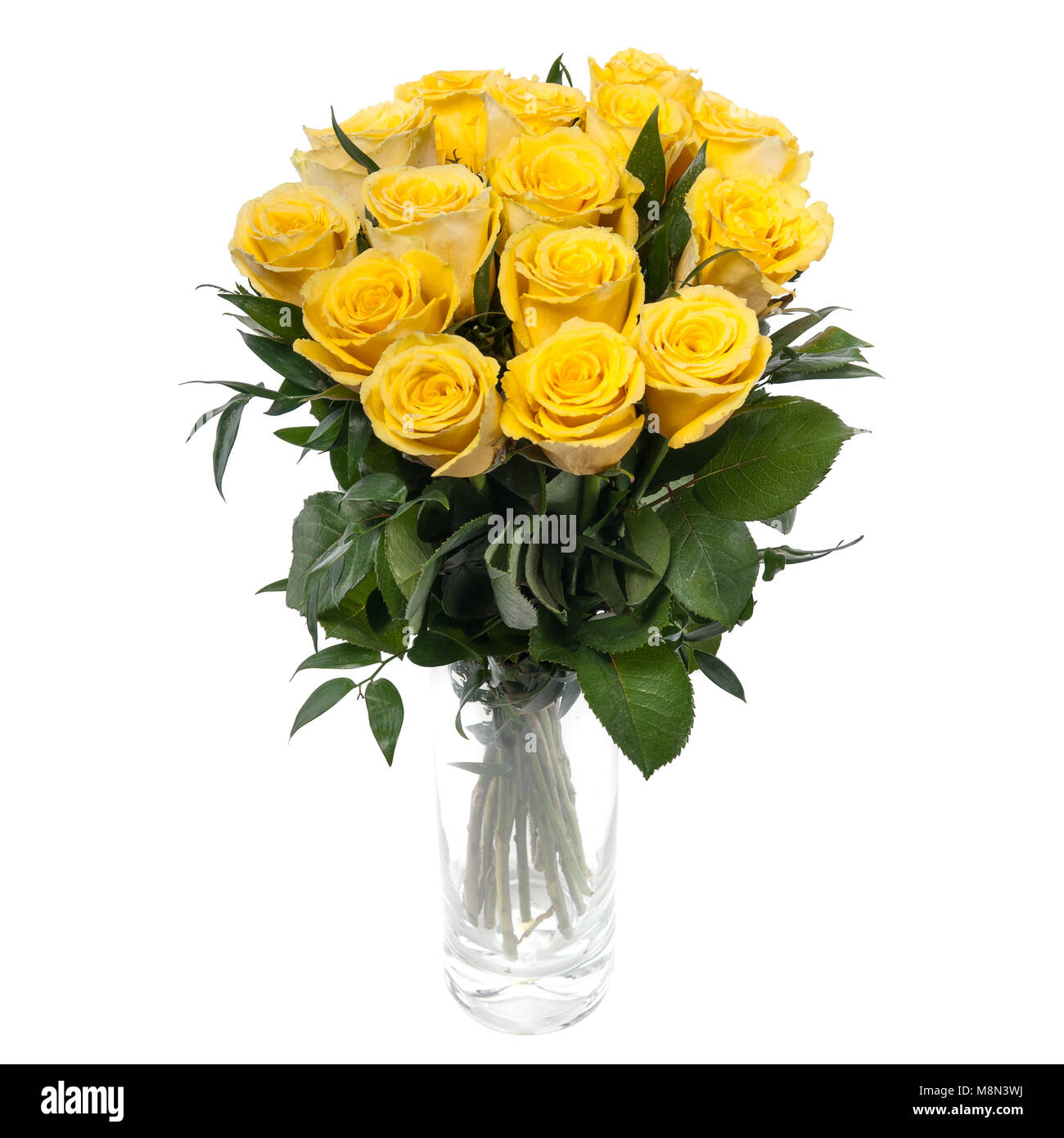 Beautiful Bouquet of yellow roses at white background isolated Stock ...