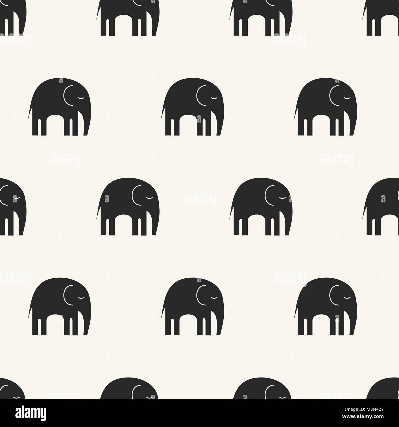 Cute elephants seamless pattern. Vector background in childish style ...
