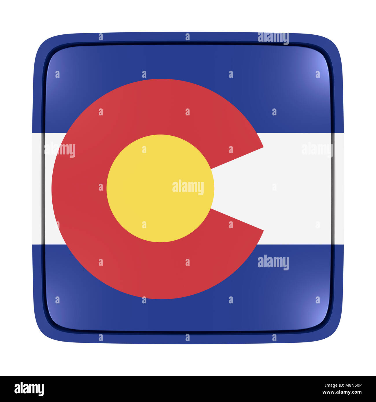 3d rendering of a Colorado State flag icon. Isolated on white ...