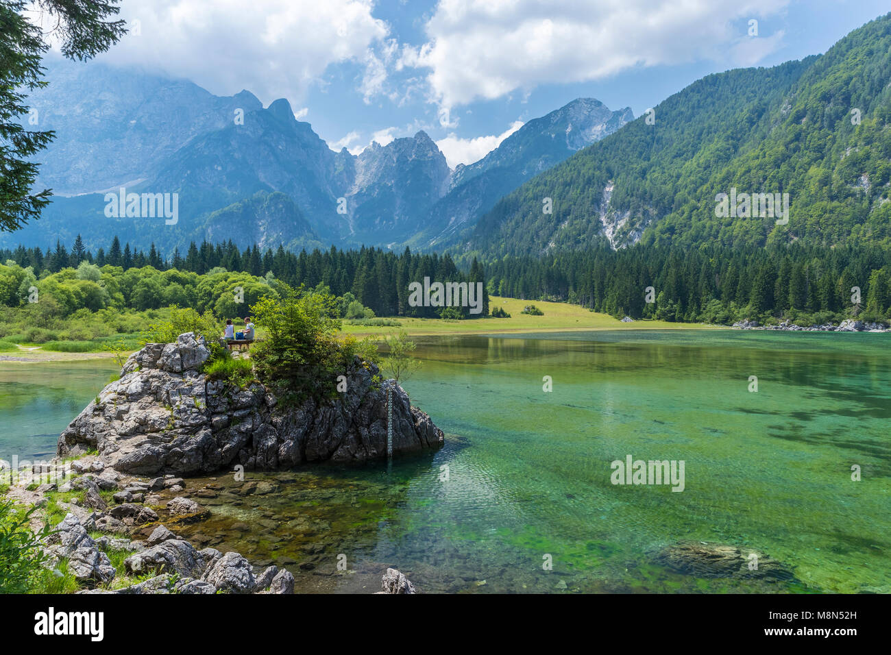 Lago di Fusine Superiore, Julian Alps, Friuli-Venezia Giulia, Province of Udine, Italy, Europe Stock Photo