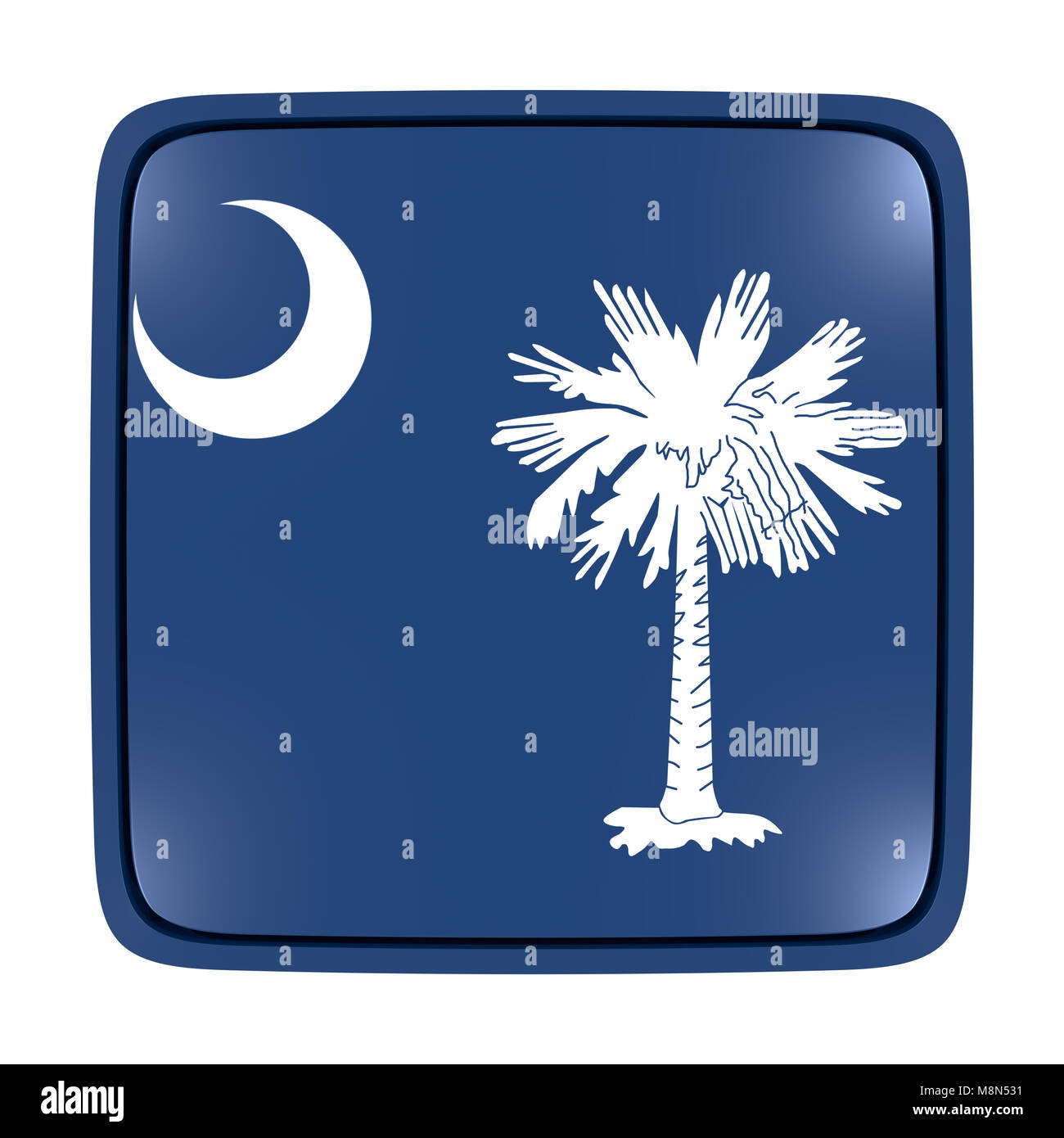 3d rendering of a South Carolina State flag icon. Isolated on white ...