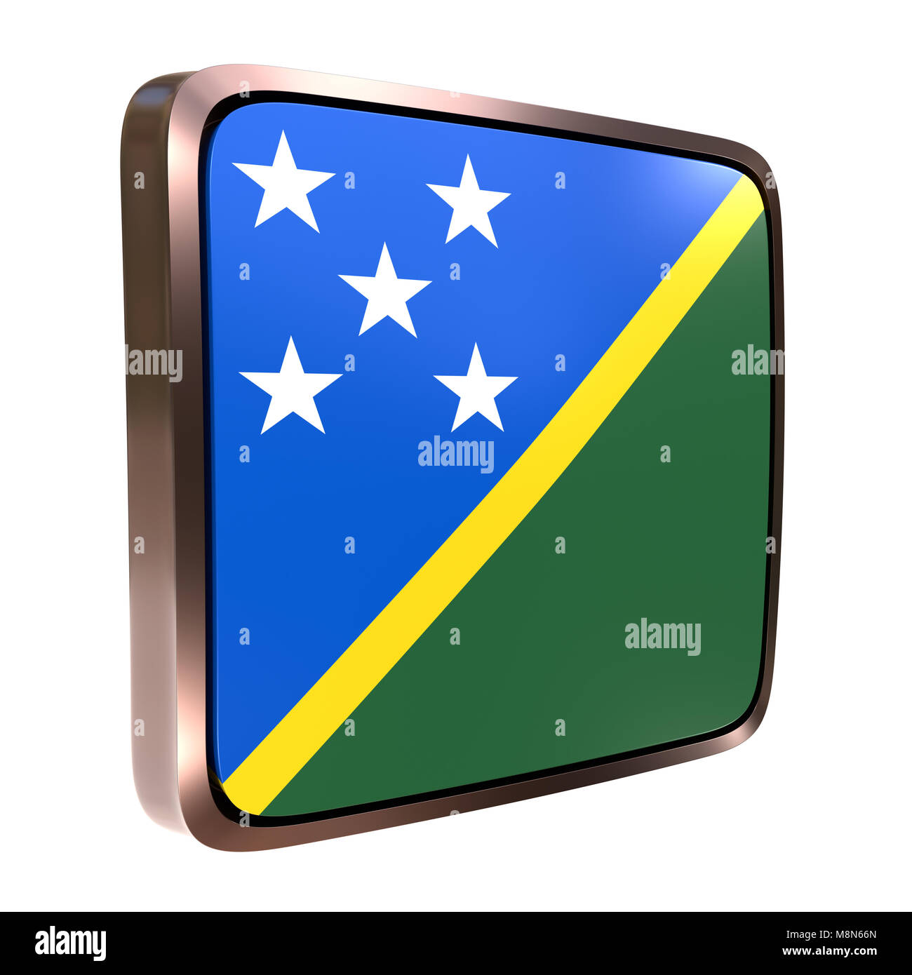 3d rendering of a Solomon Islands flag icon with a bright frame ...