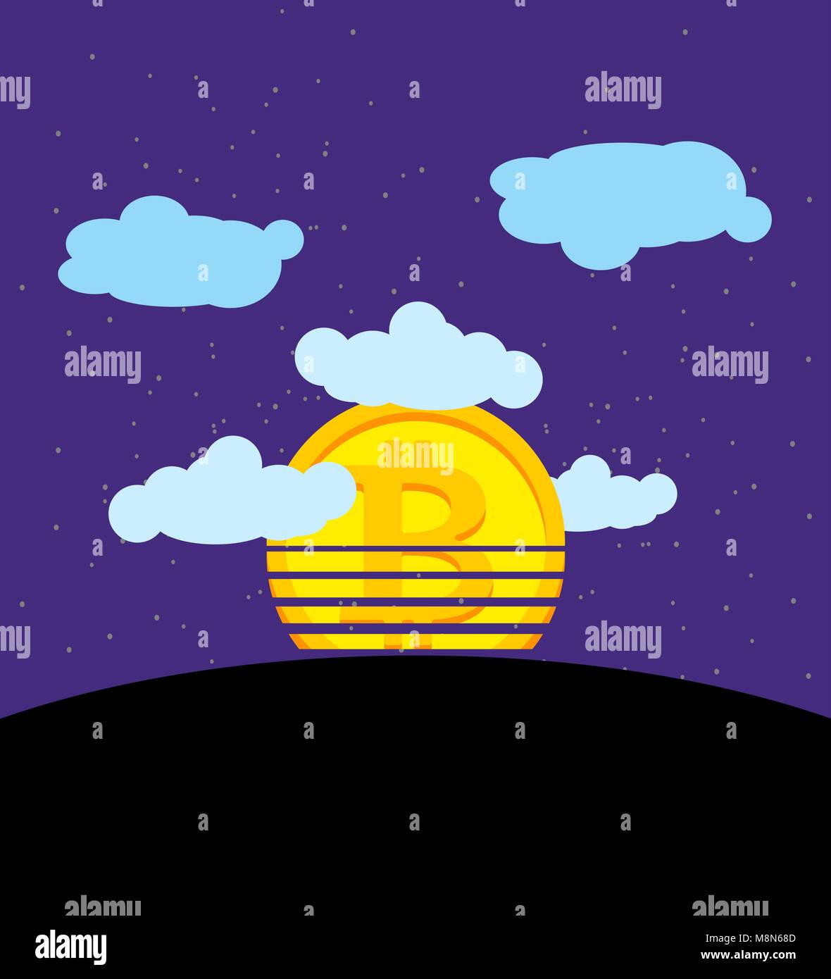 Sunset bitcoin. Fall of crypto currency. Currency quotes are falling.  Beginning of Era of Oblivion cryptocurrency Stock Vector Image & Art - Alamy