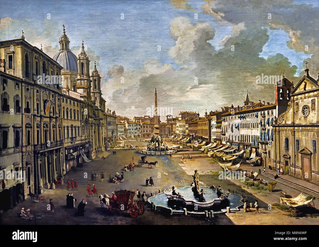 Piazza Navona in Rome eighteenth century ,Giovanni Paolo PANNINI 1691 - 1765  Italian, Italy, Stock Photo