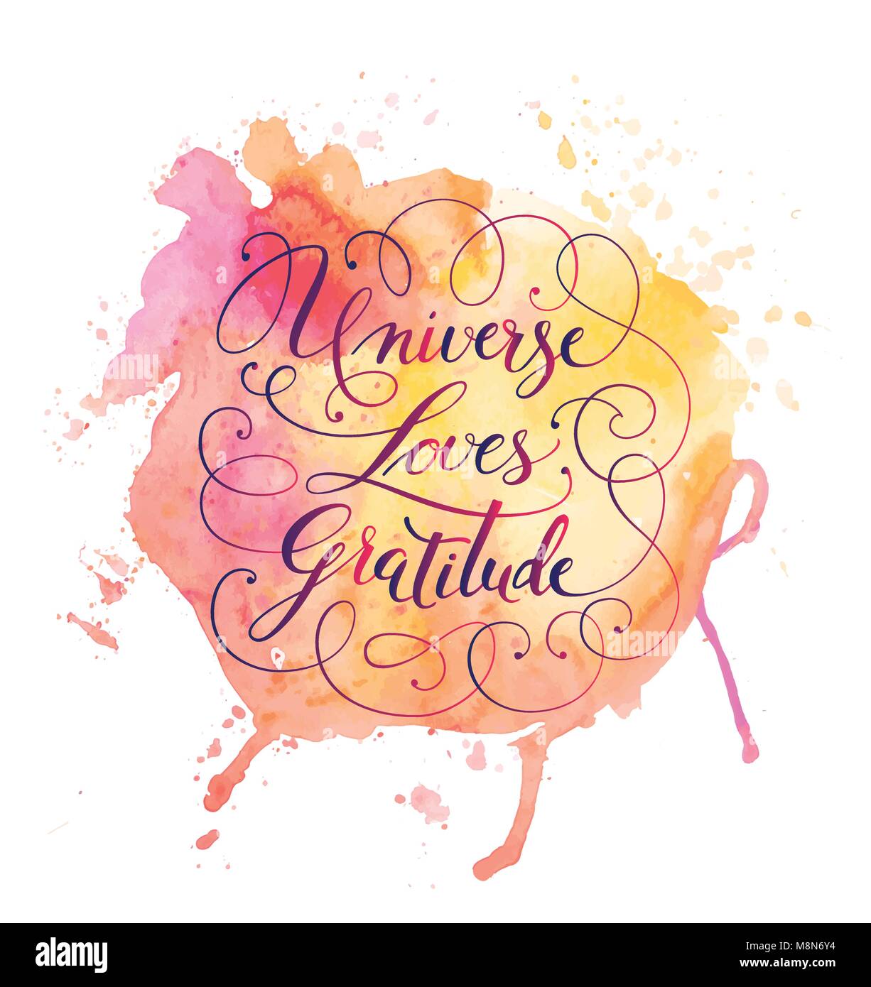 Hand drawn calligraphy lettering on a watercolor background