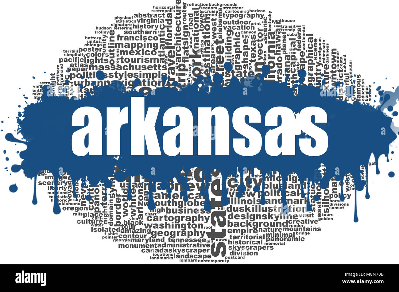 Arkanas Lettering Arkansas word cloud design. Creative illustration of idea word ...