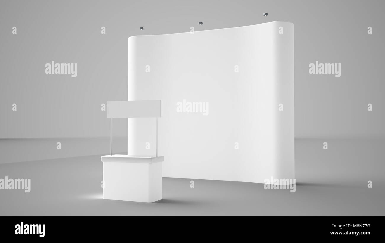 exhibition display and reception desk 3d rendering Stock Photo Alamy