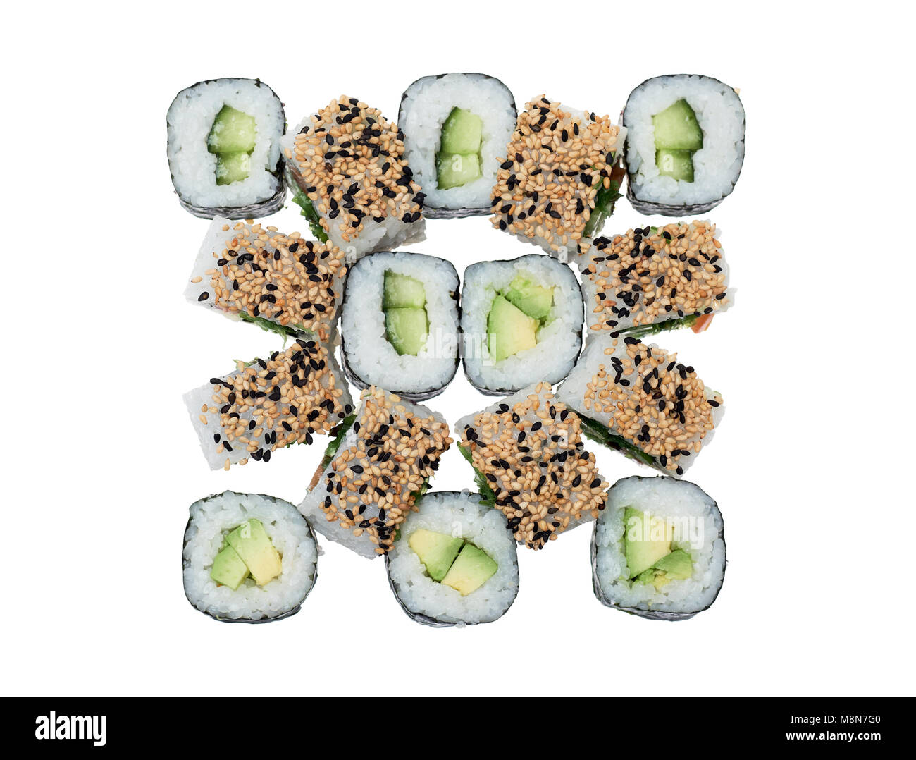 Sushi roll isolated on a over white background Stock Photo