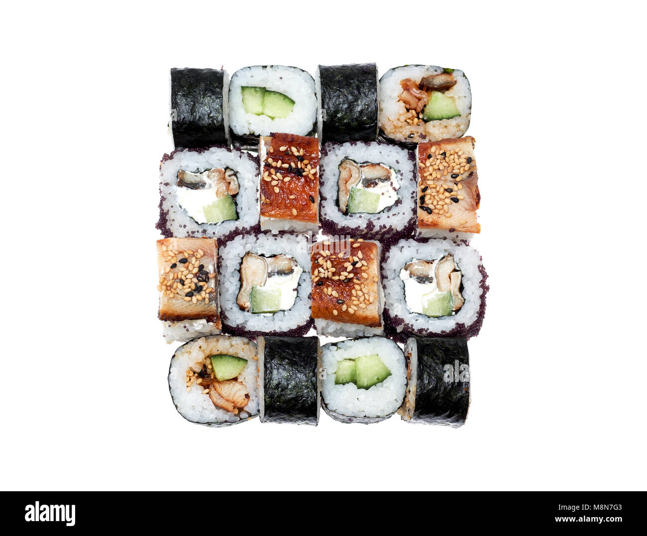 Sushi roll isolated on a over white background Stock Photo
