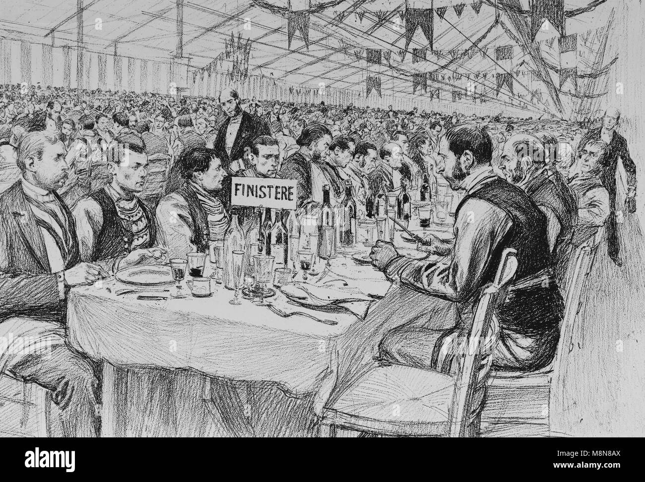 Mayors banquet on September 22, Picture from the French weekly newspaper l'Illustration, 29th September 1900 Stock Photo