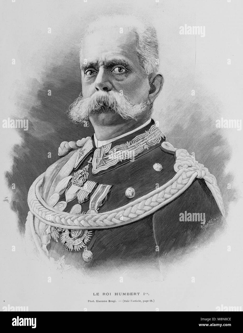 King Humberto I of Italy before his assassination, Picture from the French weekly newspaper l'Illustration, 4th August 1900 Stock Photo