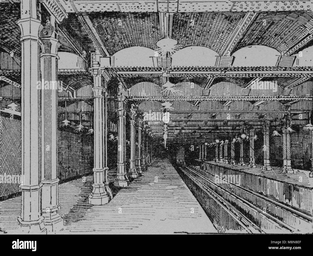 Subway station, Lyon Railway station, Paris, Picture from the French weekly newspaper l'Illustration, 14th  July 1900 Stock Photo