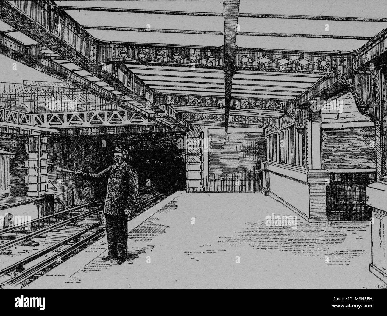 La Bastille subway station, Paris, Picture from the French weekly newspaper l'Illustration, 14th  July 1900 Stock Photo