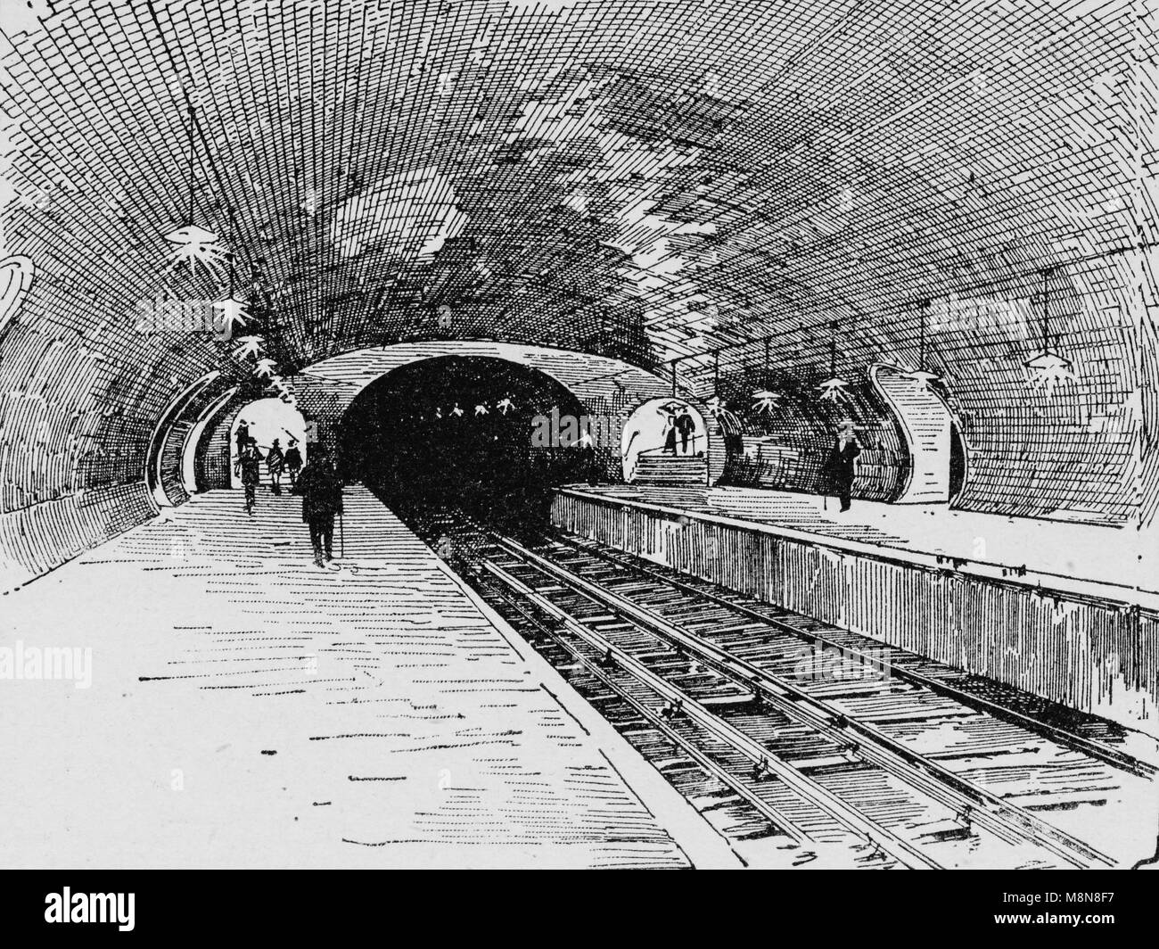 Place de l’Etoile subway station, Paris, Picture from the French weekly newspaper l'Illustration, 14th  July 1900 Stock Photo
