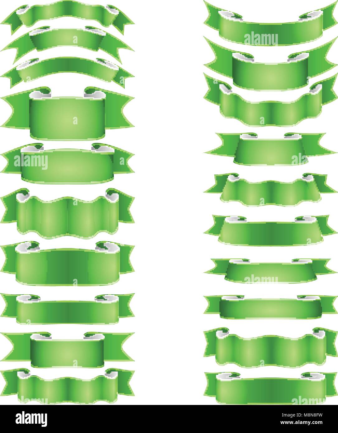 isolated vector colored satin ribbons set - green Stock Vector Image ...