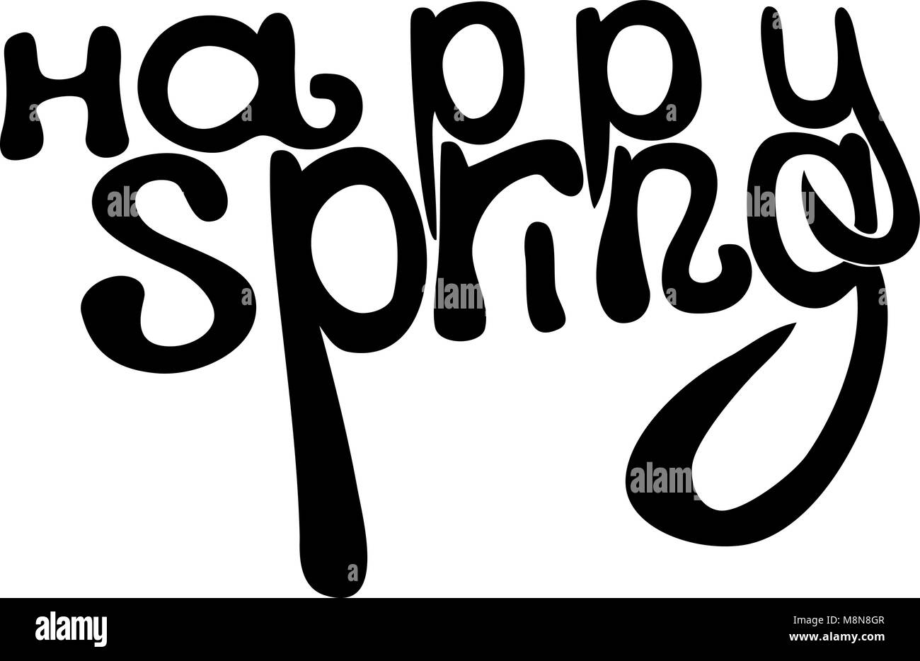 vector black ink spring lettering - happy spring Stock Vector Image ...