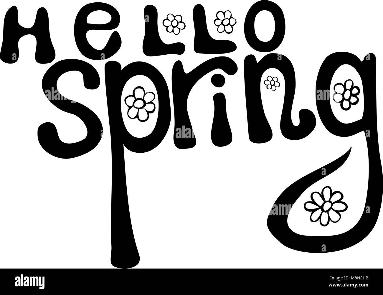 vector black ink spring lettering - hello spring Stock Vector Image ...