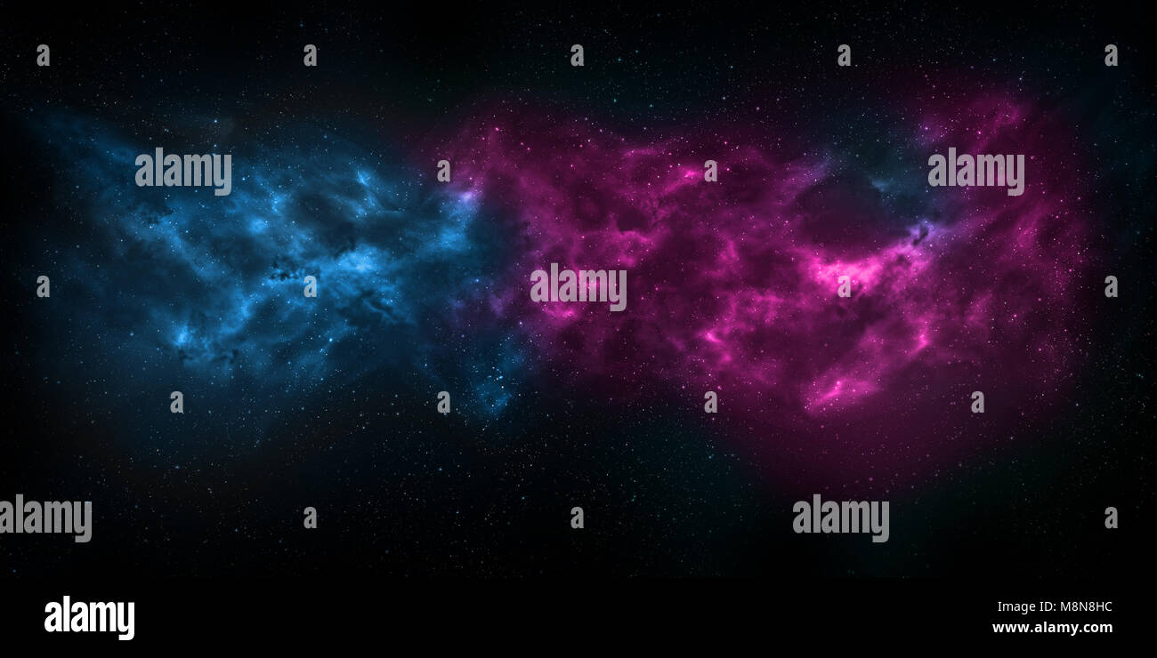 Night sky with stars and nebula. Blue and pink colors. Using for Space ...